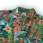 Tiki Mask Pattern Hawaiian Shirt, Aloha Floral Pattern Shirt - The Palmix